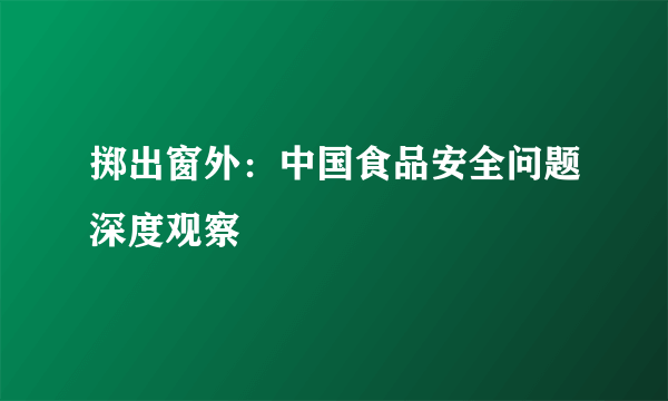 掷出窗外：中国食品安全问题深度观察