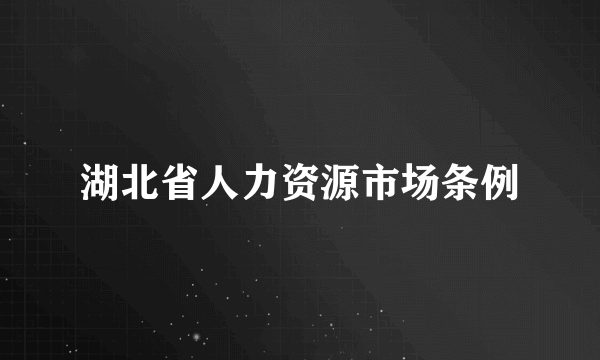 湖北省人力资源市场条例