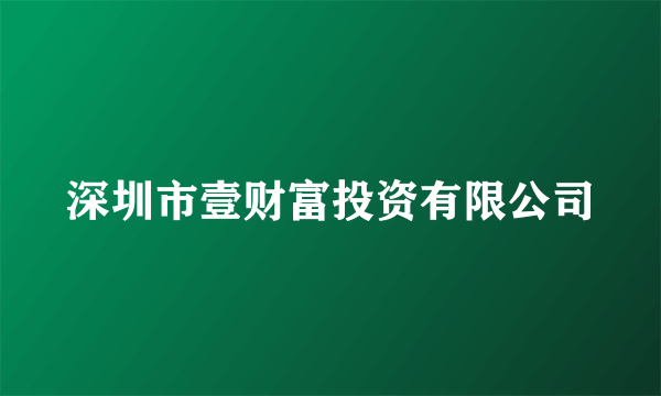 深圳市壹财富投资有限公司