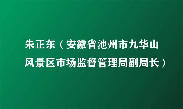 朱正东（安徽省池州市九华山风景区市场监督管理局副局长）