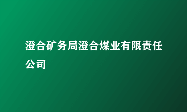 澄合矿务局澄合煤业有限责任公司