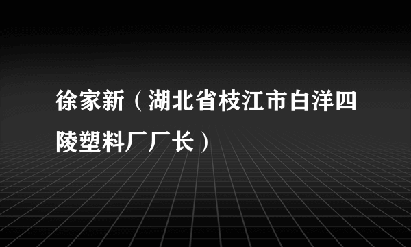 徐家新（湖北省枝江市白洋四陵塑料厂厂长）