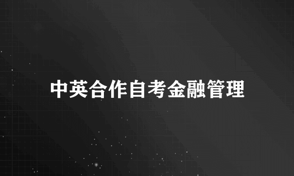 中英合作自考金融管理