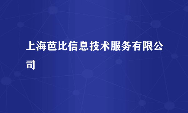 上海芭比信息技术服务有限公司