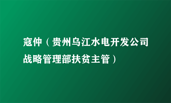 寇仲（贵州乌江水电开发公司战略管理部扶贫主管）