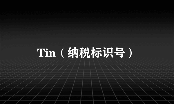 Tin（纳税标识号）