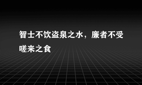 智士不饮盗泉之水，廉者不受嗟来之食