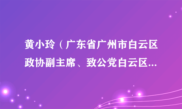 黄小玲（广东省广州市白云区政协副主席、致公党白云区基层委员会主委）