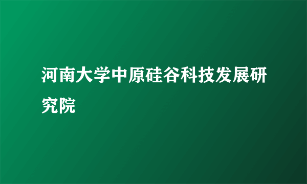 河南大学中原硅谷科技发展研究院