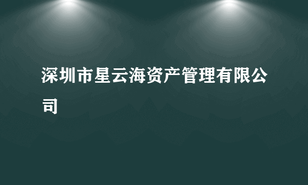 深圳市星云海资产管理有限公司