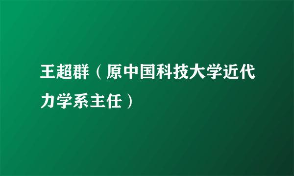 王超群（原中国科技大学近代力学系主任）