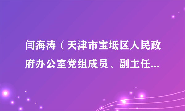 闫海涛（天津市宝坻区人民政府办公室党组成员、副主任、三级调研员）