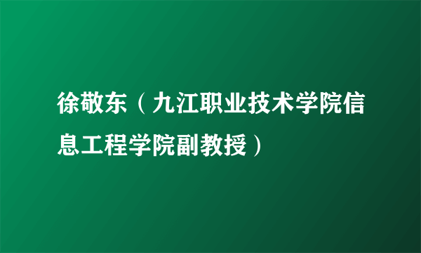 徐敬东（九江职业技术学院信息工程学院副教授）