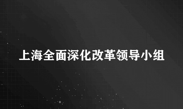 上海全面深化改革领导小组