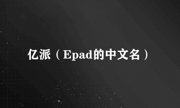 亿派（Epad的中文名）