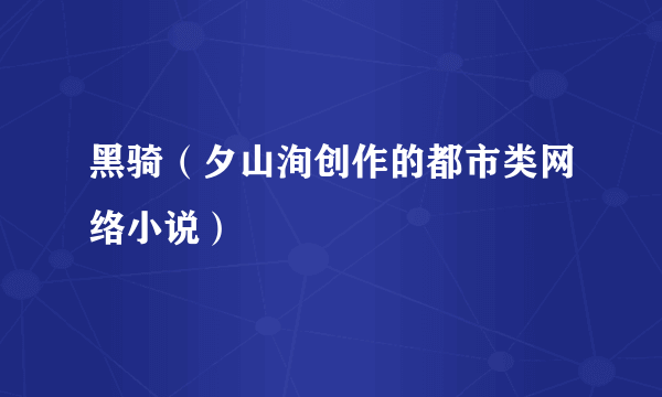 黑骑（夕山洵创作的都市类网络小说）