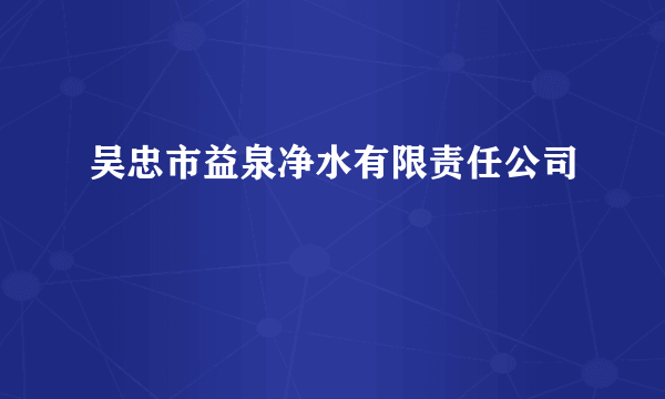 吴忠市益泉净水有限责任公司