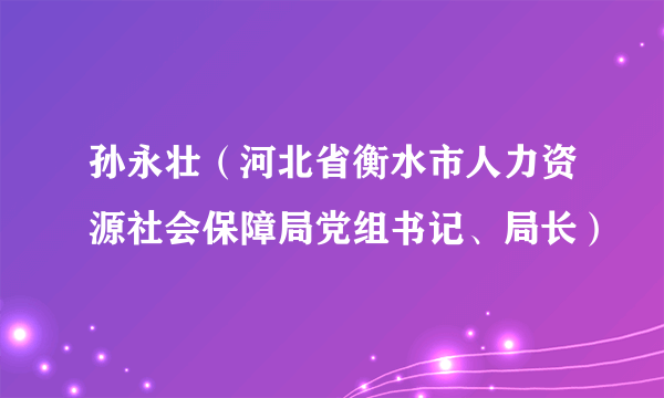 孙永壮（河北省衡水市人力资源社会保障局党组书记、局长）