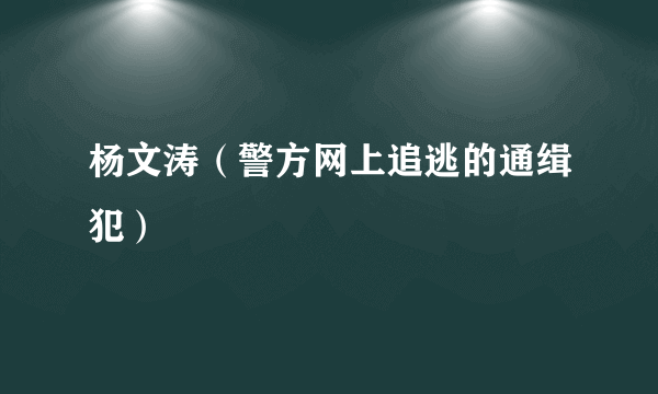 杨文涛（警方网上追逃的通缉犯）