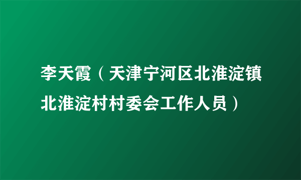 李天霞（天津宁河区北淮淀镇北淮淀村村委会工作人员）