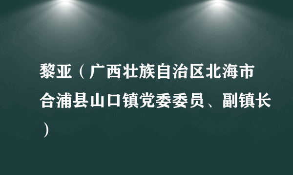 黎亚（广西壮族自治区北海市合浦县山口镇党委委员、副镇长）