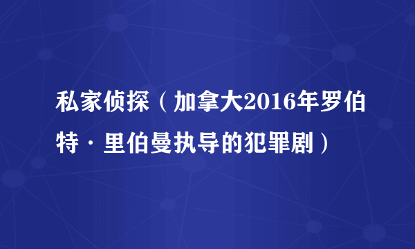 私家侦探（加拿大2016年罗伯特·里伯曼执导的犯罪剧）