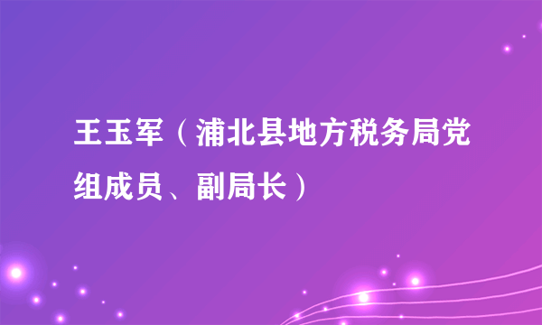 王玉军（浦北县地方税务局党组成员、副局长）