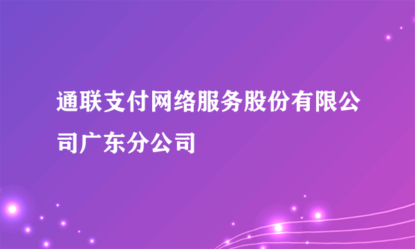 通联支付网络服务股份有限公司广东分公司