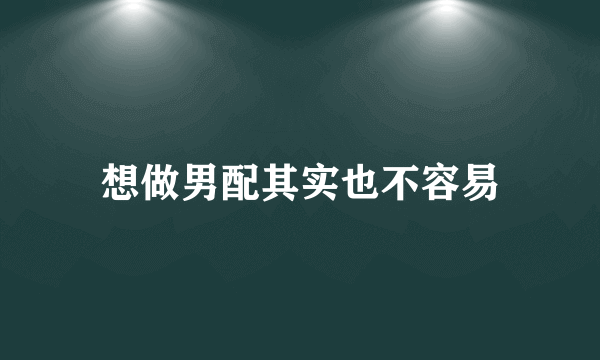 想做男配其实也不容易