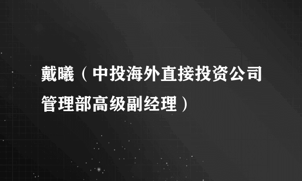 戴曦（中投海外直接投资公司管理部高级副经理）