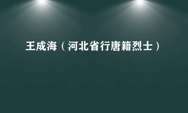 王成海（河北省行唐籍烈士）