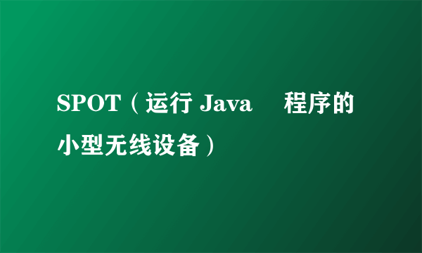 SPOT（运行 Java™ 程序的小型无线设备）