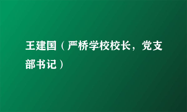 王建国（严桥学校校长，党支部书记）