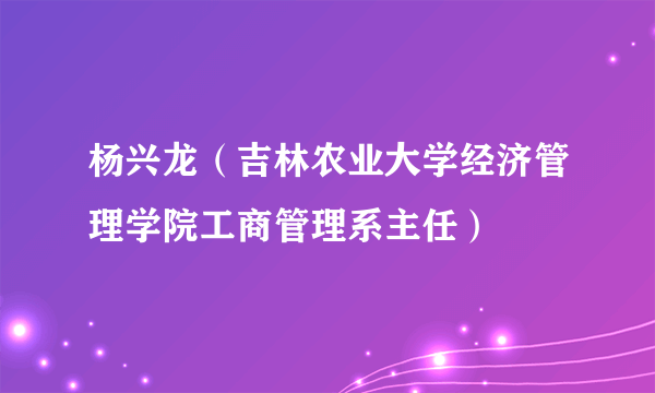 杨兴龙（吉林农业大学经济管理学院工商管理系主任）