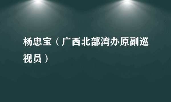 杨忠宝（广西北部湾办原副巡视员）