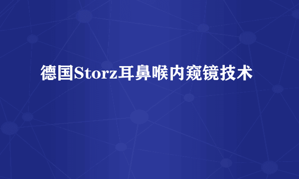 德国Storz耳鼻喉内窥镜技术