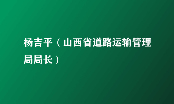 杨吉平（山西省道路运输管理局局长）