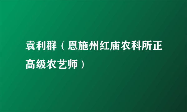 袁利群（恩施州红庙农科所正高级农艺师）