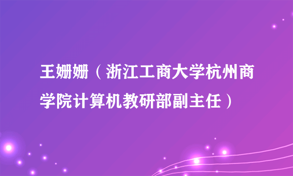 王姗姗（浙江工商大学杭州商学院计算机教研部副主任）