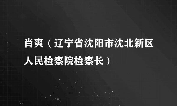 肖爽（辽宁省沈阳市沈北新区人民检察院检察长）