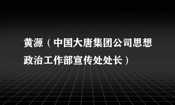 黄源（中国大唐集团公司思想政治工作部宣传处处长）