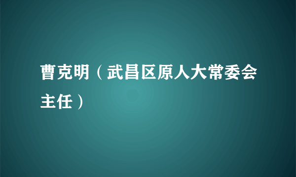 曹克明（武昌区原人大常委会主任）