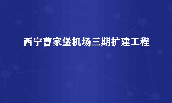 西宁曹家堡机场三期扩建工程