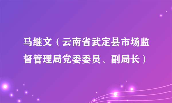 马继文（云南省武定县市场监督管理局党委委员、副局长）