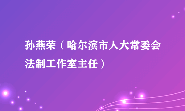 孙燕荣（哈尔滨市人大常委会法制工作室主任）