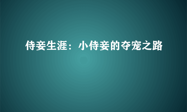 侍妾生涯：小侍妾的夺宠之路