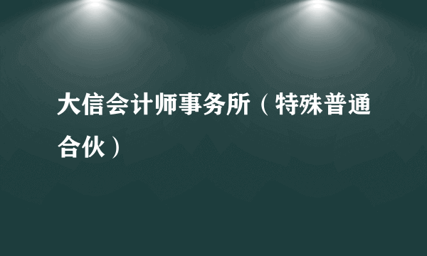 大信会计师事务所（特殊普通合伙）