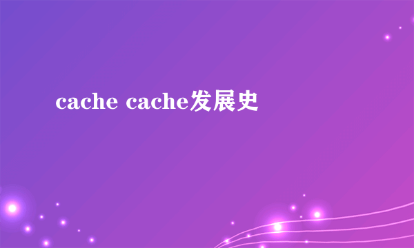 cache cache发展史