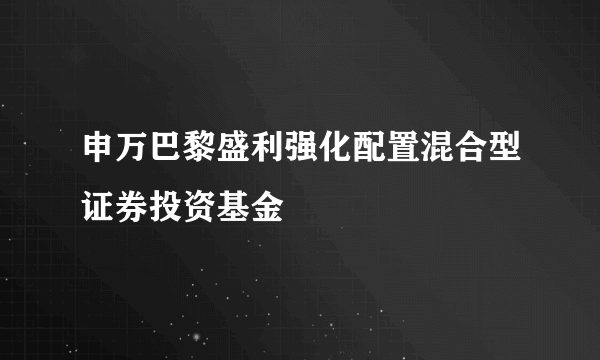 申万巴黎盛利强化配置混合型证券投资基金