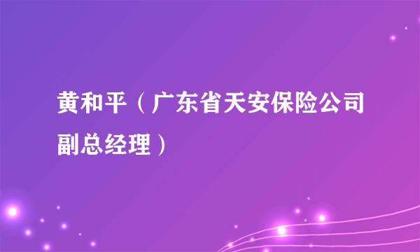 黄和平（广东省天安保险公司副总经理）